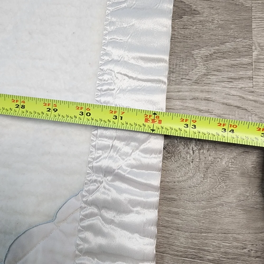 VINTAGE QUILTEX Sailboat Satin Trim Edge White Fleece Baby Blanket